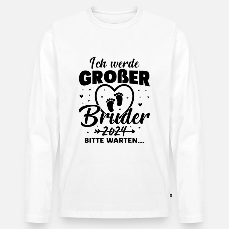 Ich werde Großer Bruder 2024 - Männer Premium Bio Langarmshirt - Weiß