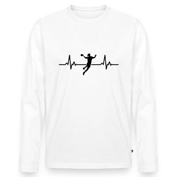 Handball Handballerin Herzschlag - Männer Premium Bio Langarmshirt - Weiß - Vorne - Nico (187cm)