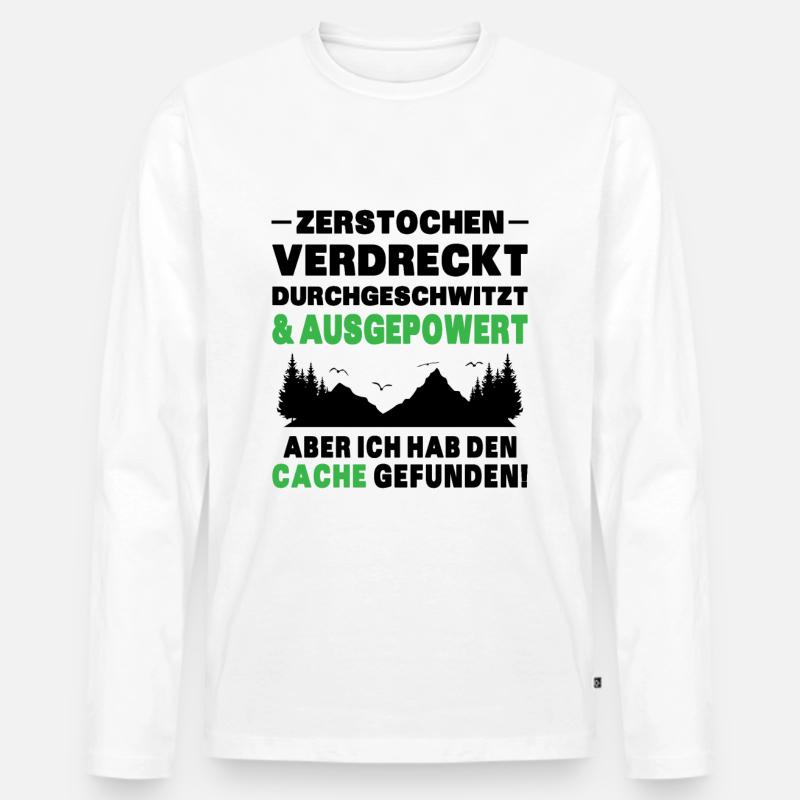 Gecache Geocaching Hobby Cache - Männer Premium Bio Langarmshirt - Weiß