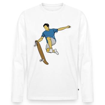 Skateboard Skate Skater - Men's Premium Organic Long Sleeve Shirt - white - Front - Nico (187cm)