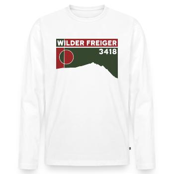 Wild Freiger Mountain Tour Red Ridge Summit Altitude - Men's Premium Organic Long Sleeve Shirt - white - Front - Nico (187cm)