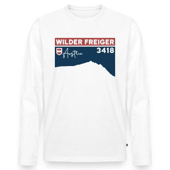 Wild Freiger Mountain Tour Red Ridge Summit Altitude - T-shirt manches longues Premium bio Homme - blanc - Devant - Nico (187cm)