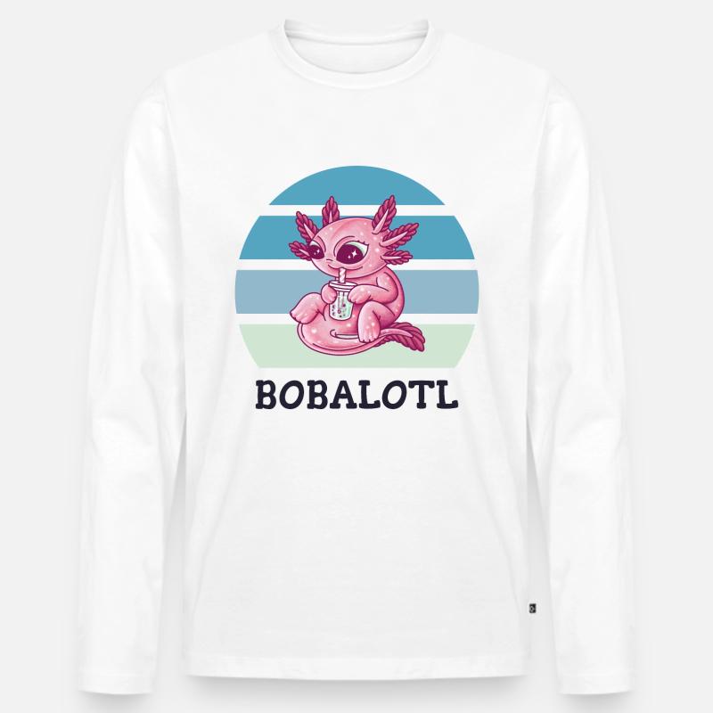 Boba Bubble Tea Axolotl Bobalotl - Männer Premium Bio Langarmshirt - Weiß