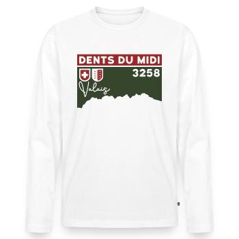 Dents du Midi Hike Trail Tour Crossing - Men's Premium Organic Long Sleeve Shirt - white - Front - Nico (187cm)