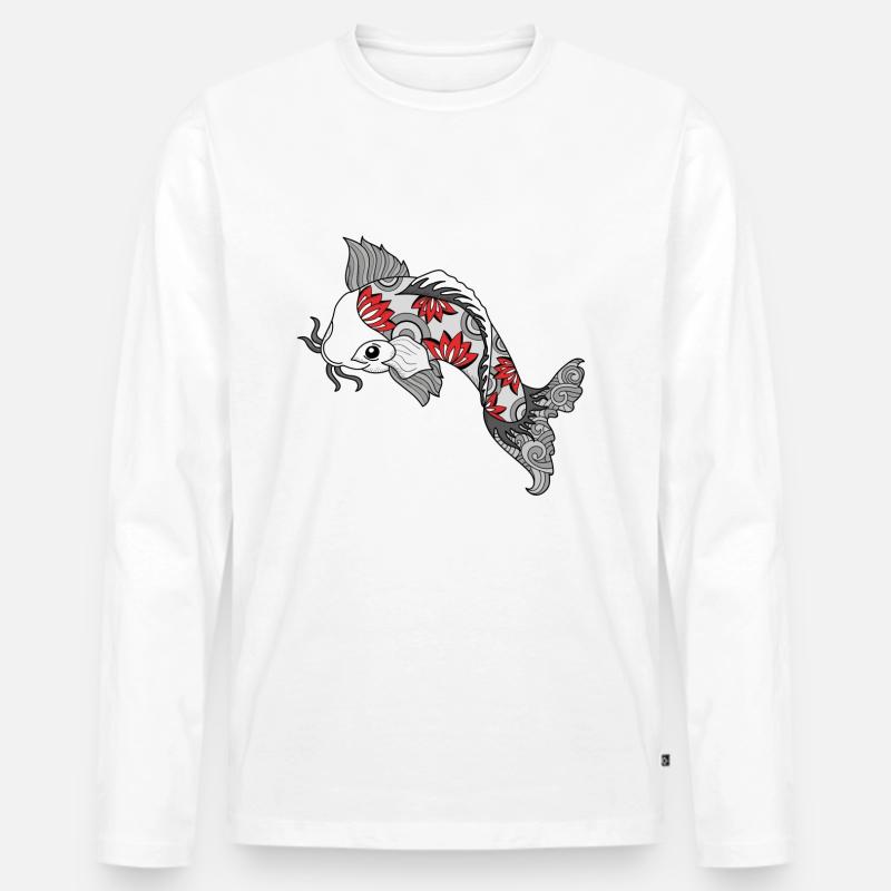 Koi Fisch - Körper Kunst Design - Männer Premium Bio Langarmshirt - Weiß
