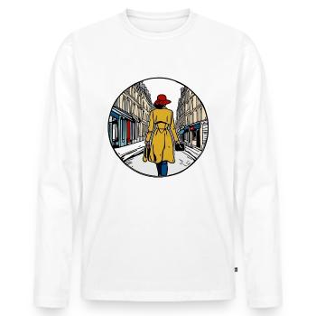 Walking the streets of Paris - Männer Premium Bio Langarmshirt - Weiß - Vorne - Nico (187cm)