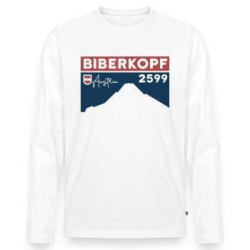 Biberkopf Berg Klettern Wanderung Warth Schröcken - Männer Premium Bio Langarmshirt - Weiß - Vorne - Nico (187cm)