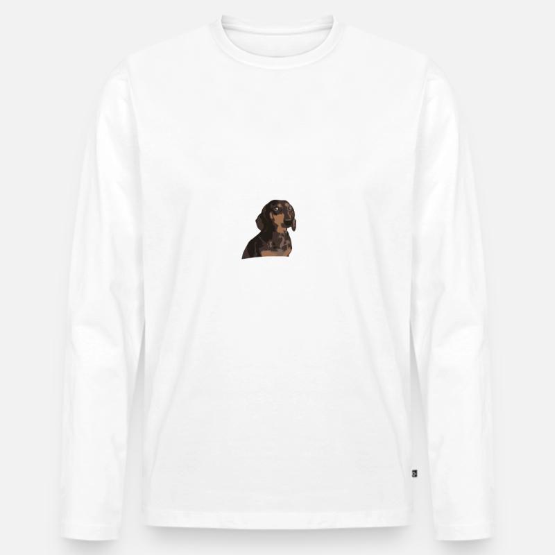 Teckel - Männer Premium Bio Langarmshirt - Weiß