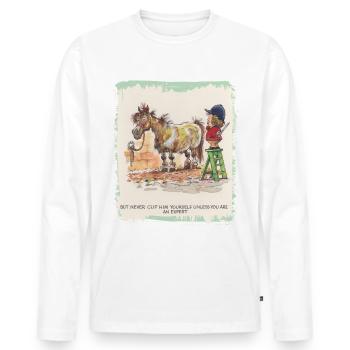 Thelwell - Pony with hairdresser - T-shirt manches longues Premium bio Homme - blanc - Devant - Nico (187cm)
