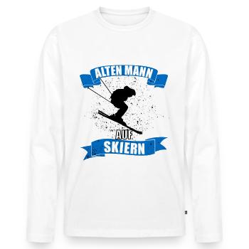 Alter Mann auf Skiern - Männer Premium Bio Langarmshirt - Weiß - Vorne - Nico (187cm)