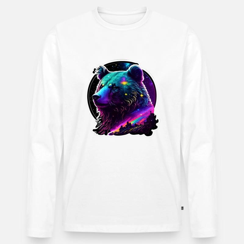 Psychedelic Bear - Männer Premium Bio Langarmshirt - Weiß