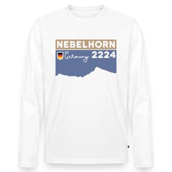 Nebelhorn Finisher Climbing Hiking Oberstdorf - Men's Premium Organic Long Sleeve Shirt - white - Front - Nico (187cm)