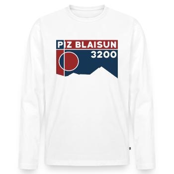 Piz Blaisun Skitour Bergtour Wandern Ostgrat Höhe - Männer Premium Bio Langarmshirt - Weiß - Vorne - Nico (187cm)