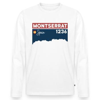 Montserrat Altitude Mountain Hiking Barcelona Gift - Men's Premium Organic Long Sleeve Shirt - white - Front - Nico (187cm)