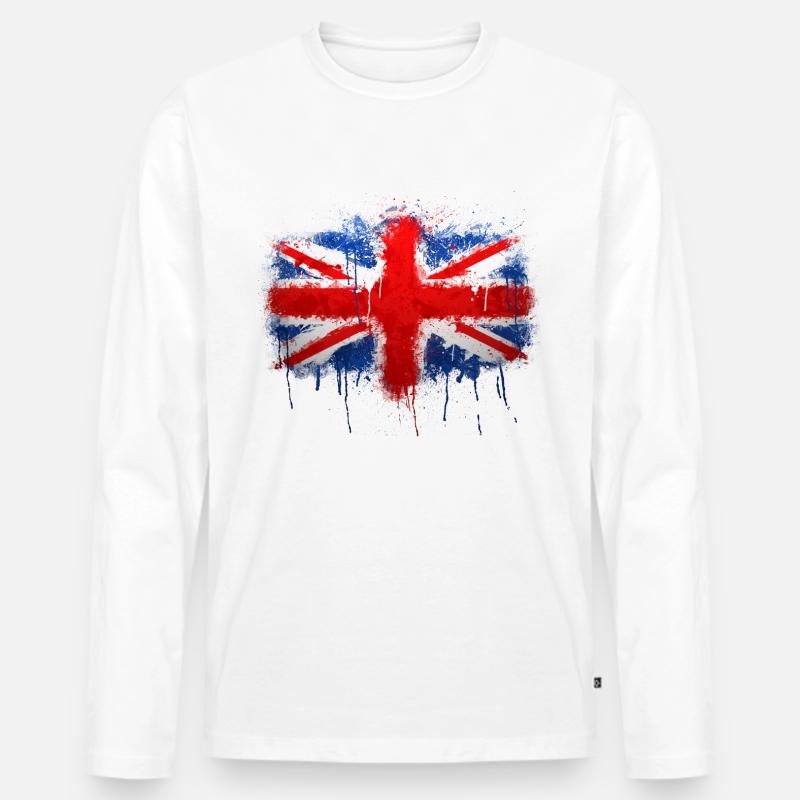 Union Jack Graffiti - Männer Premium Bio Langarmshirt - Weiß