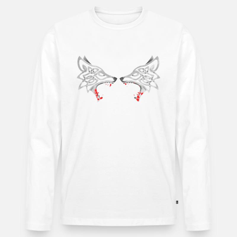 Blutiger Duo-Wolf - Männer Premium Bio Langarmshirt - Weiß