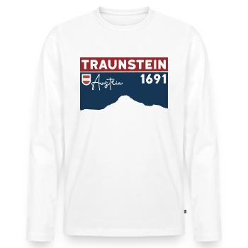 Traunstein Traunsee Wanderung Souvenir Andenken - Männer Premium Bio Langarmshirt - Weiß - Vorne - Nico (187cm)