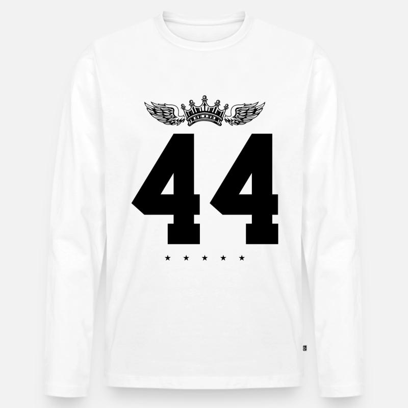 44 Zahl Krone - Männer Premium Bio Langarmshirt - Weiß