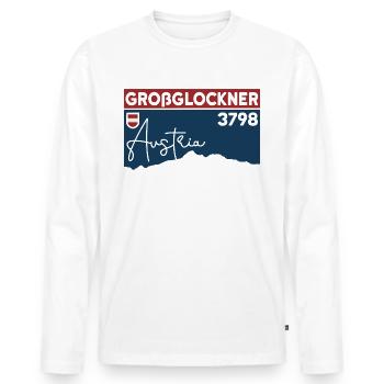 Großglockner Hohe Tauern Ski Tour Hiking Mountain Running - Men's Premium Organic Long Sleeve Shirt - white - Front - Nico (187cm)