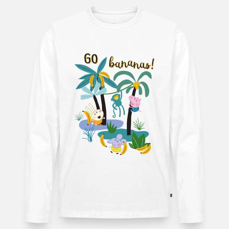 Peppa Pig Design Go Bananas - Männer Premium Bio Langarmshirt - Weiß