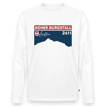 Hoher Burgstall mountain tour via ferrata Stubaital - Men's Premium Organic Long Sleeve Shirt - white - Front - Nico (187cm)