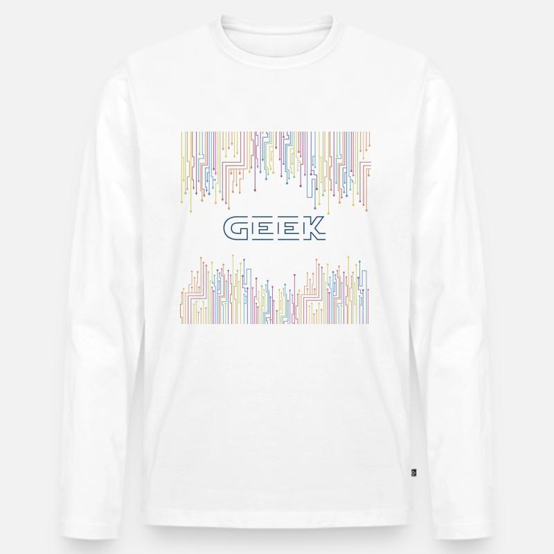 Techno Geek & - Männer Premium Bio Langarmshirt - Weiß