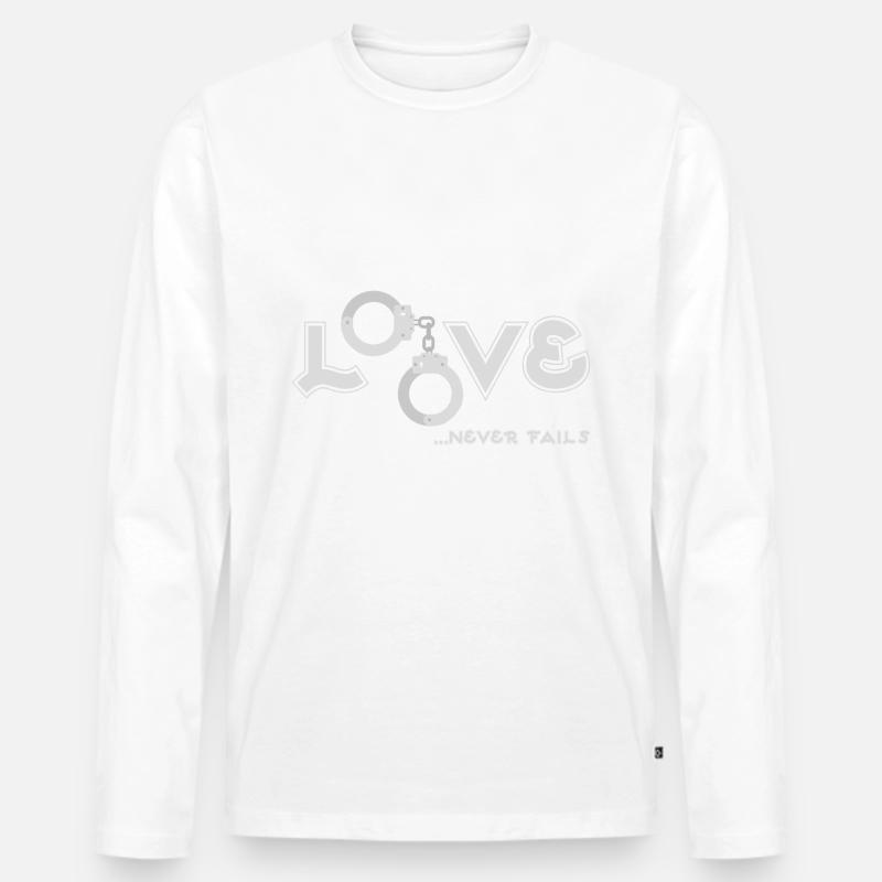 Liebe Handschellen - Männer Premium Bio Langarmshirt - Weiß