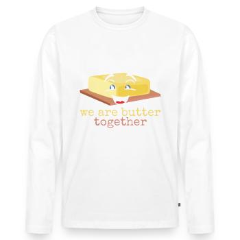Butter funny saying - Men's Premium Organic Long Sleeve Shirt - white - Front - Nico (187cm)