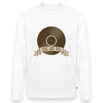 Rock n roll Rock Rock and Roll Vinyle - T-shirt manches longues Premium bio Homme - blanc - Devant - Nico (187cm)