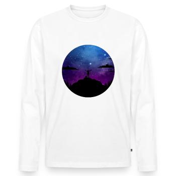 Randonnée Montagnes Étoiles Galaxy - T-shirt manches longues Premium bio Homme - blanc - Devant - Nico (187cm)