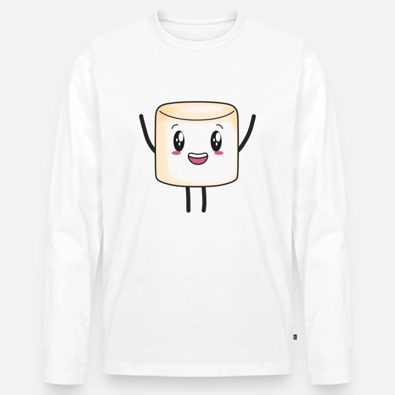 Marshmallow Marshmallows süß Süßigkeit Kinder - Männer Premium Bio Langarmshirt - Weiß