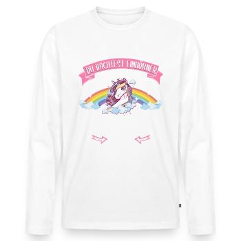 Franken Franke Fränkin Fränkisch Einhorn Spruch - Männer Premium Bio Langarmshirt - Weiß - Vorne - Nico (187cm)