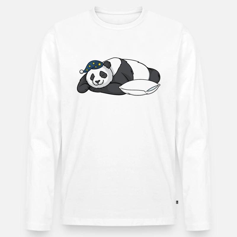 Panda - Männer Premium Bio Langarmshirt - Weiß