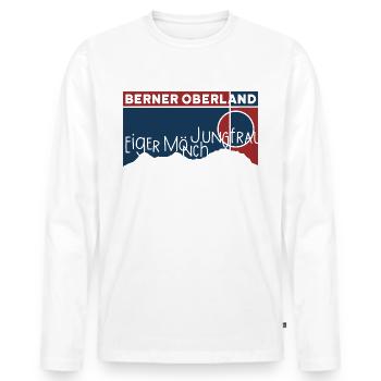 Eiger Mönch Jungfrau Berg Berner Oberland Wandern - Männer Premium Bio Langarmshirt - Weiß - Vorne - Nico (187cm)