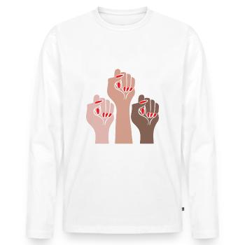 Frauen Power Powerfrauen Menschenrechte - Männer Premium Bio Langarmshirt - Weiß - Vorne - Nico (187cm)