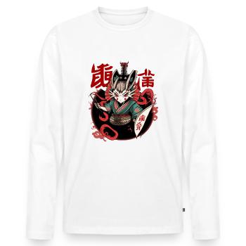 Kuchisake-Onna Teufel Drache Japanische Symbole - Männer Premium Bio Langarmshirt - Weiß - Vorne - Nico (187cm)
