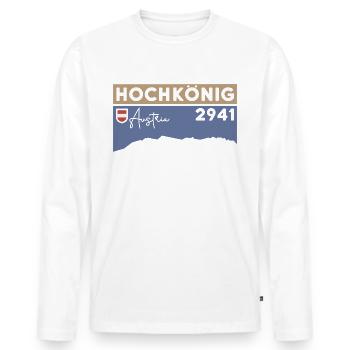 Hochkönig Hiking Hike via ferrata Pinzgau - Men's Premium Organic Long Sleeve Shirt - white - Front - Nico (187cm)