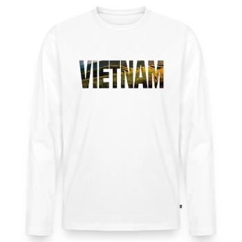 Vietnam - Männer Premium Bio Langarmshirt - Weiß - Vorne - Nico (187cm)