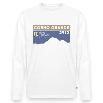 Gran Sasso Italia Corno Grande Normal Route Hike - Men's Premium Organic Long Sleeve Shirt - white - Front - Nico (187cm)