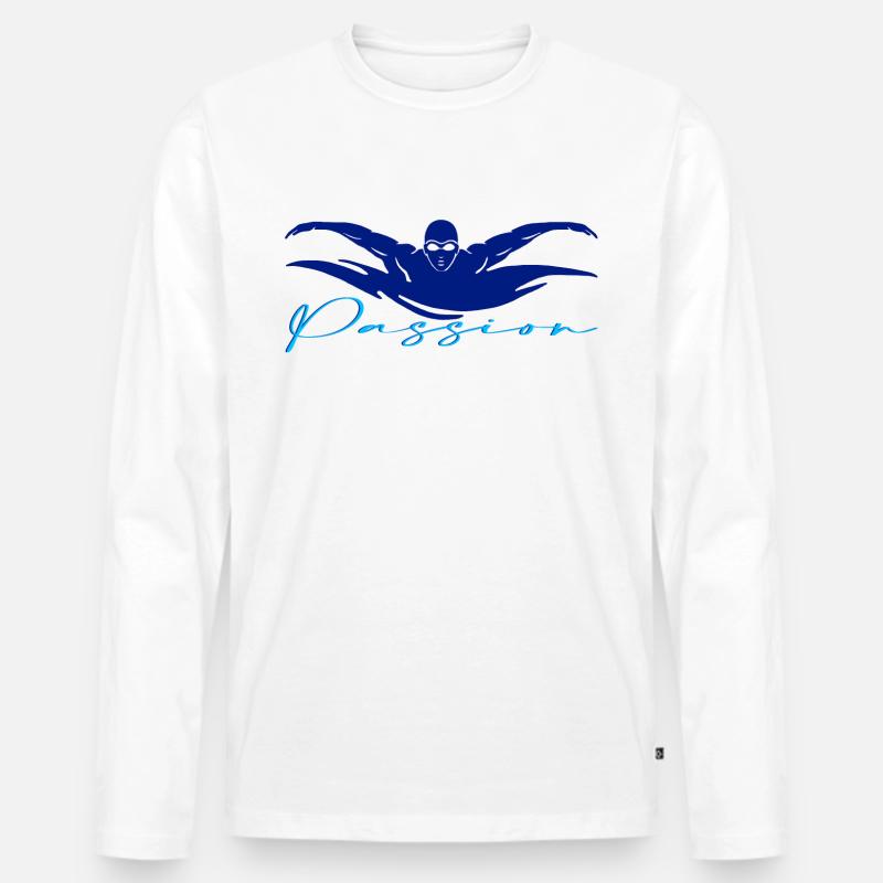 Swimming - Männer Premium Bio Langarmshirt - Weiß