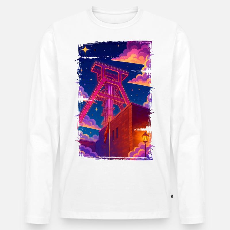 Förderturm Zeche Ruhrpott - Männer Premium Bio Langarmshirt - Weiß