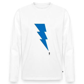 Gewitter - Blitz - Blitzschlag - Strichmännchen 10 - Männer Premium Bio Langarmshirt - Weiß - Vorne - Nico (187cm)