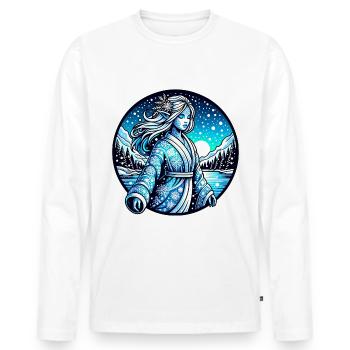 Fée d’hiver dans un paysage enneigé avec des cristaux de glace - T-shirt manches longues Premium bio Homme - blanc - Devant - Nico (187cm)
