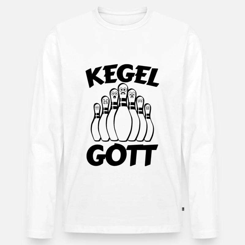 Kegel Gott Bowling - Männer Premium Bio Langarmshirt - Weiß