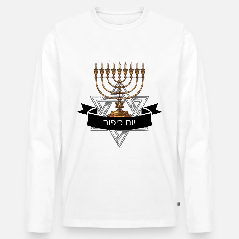יום כיפור Yom Kippur - Männer Premium Bio Langarmshirt - Weiß