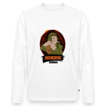 WW2 Pilot von Gentlemen's Club - Männer Premium Bio Langarmshirt - Weiß - Vorne - Nico (187cm)