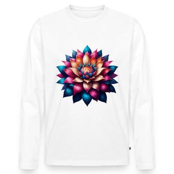 Mandala coloré fleur de lotus - T-shirt manches longues Premium bio Homme - blanc - Devant - Nico (187cm)