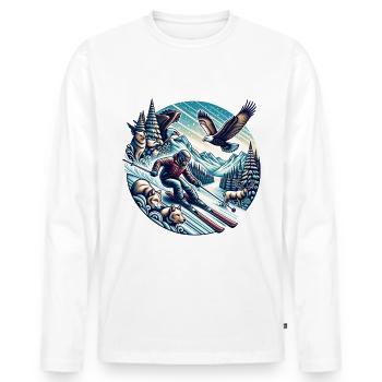 Abenteuer Wintersport Mit Wildtieren - Männer Premium Bio Langarmshirt - Weiß - Vorne - Nico (187cm)