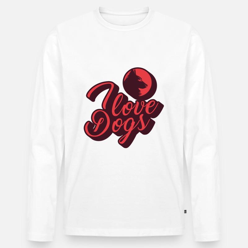 Ich liebe Hunde - Männer Premium Bio Langarmshirt - Weiß
