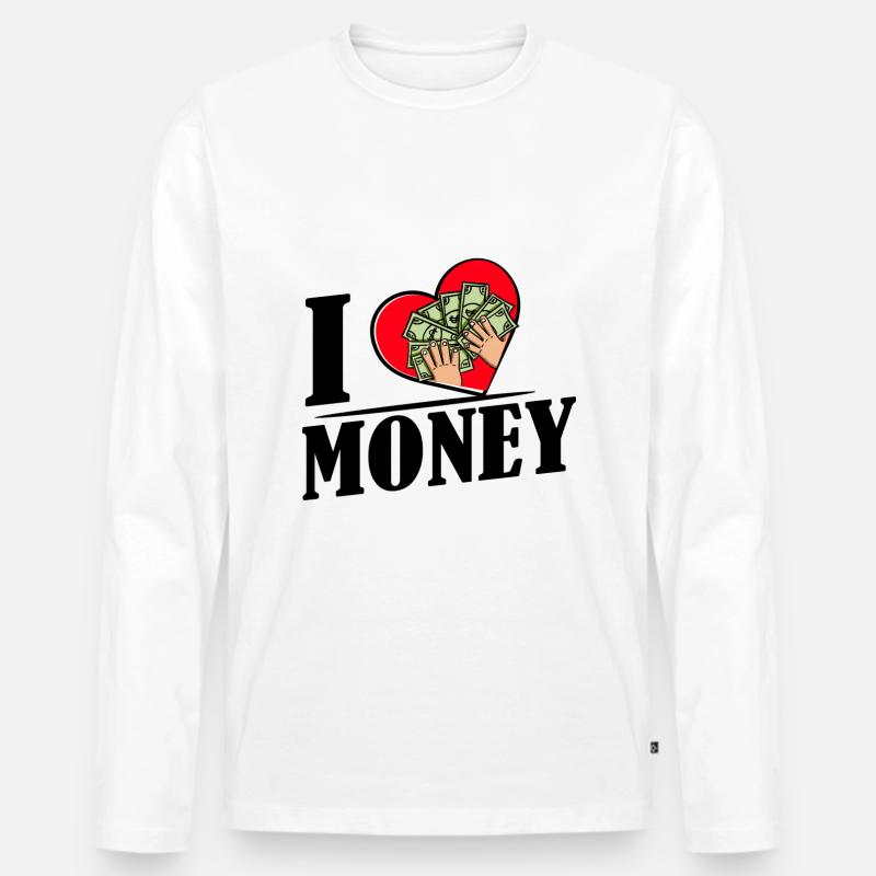 Ich liebe Geld - Männer Premium Bio Langarmshirt - Weiß